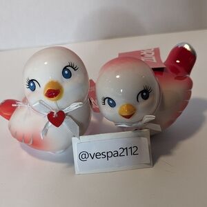 Target Valentines Bird Set Red & White Ceramic Birds Figure Spritz Valentine